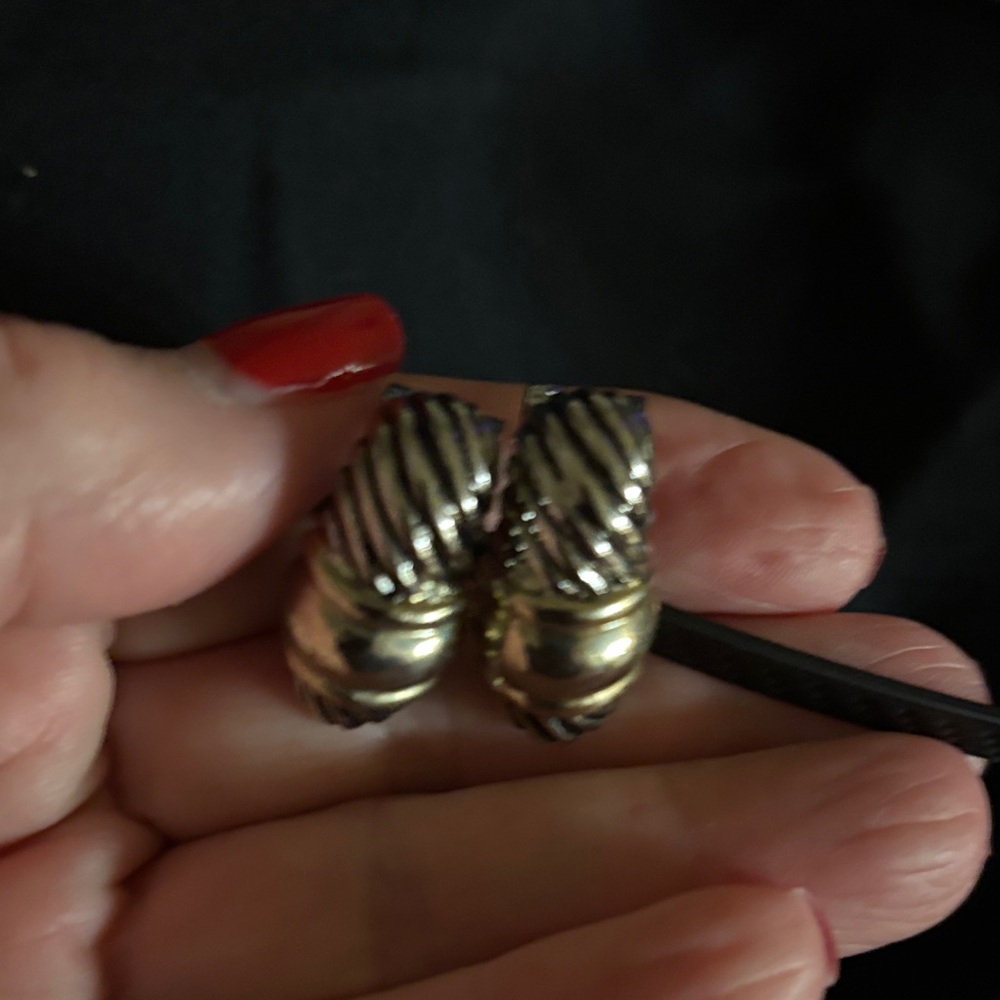 Gold and Silver Striped Earrings